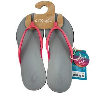 Olukai Ho'opio Thong Sandals Womens Size 10 Guava Pink Gray Flip Flop